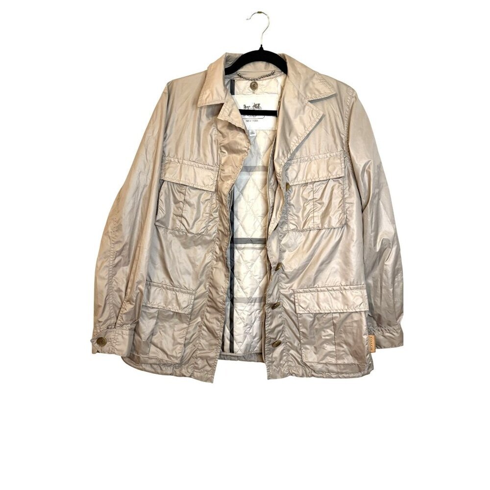 NEW Coach Utility Lightweight Quilted Softshell Jacket Tan Women's Size S [jb]